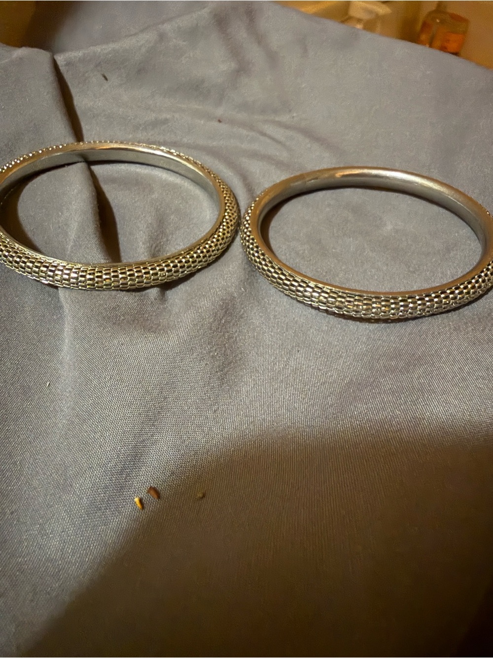 Silver Textured Bangle Bracelet Set - of 2 Women Jewelry